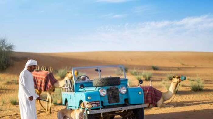 Morning Bedouin Culture Safari – Ride Vintage Land Rover, Falcon Show & Enjoy Emirati Breakfast - Main Image