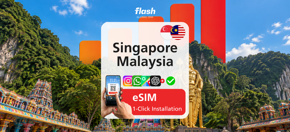 Malaysia & Singapore eSIM 5G/LTE - Tiktok & ChatGPT OK - Flash Global SIM - Main Image