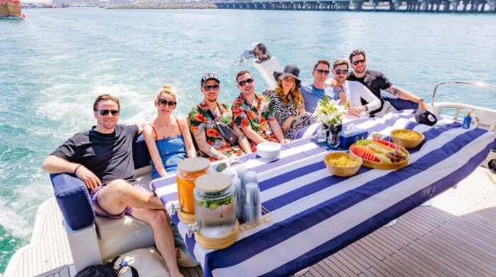 Dubai Luxury Yacht 2/3 Hours Shared Tour with BBQ & Soft Drinks-Sunset/Party/Jet Ski Optional Transport Passes - Main Image