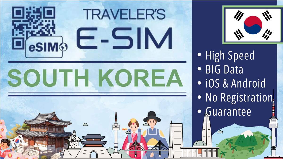 E-SIM South Korea Data Plan - Tourist Travel esim Internet - Daily Data e sim - Main Image