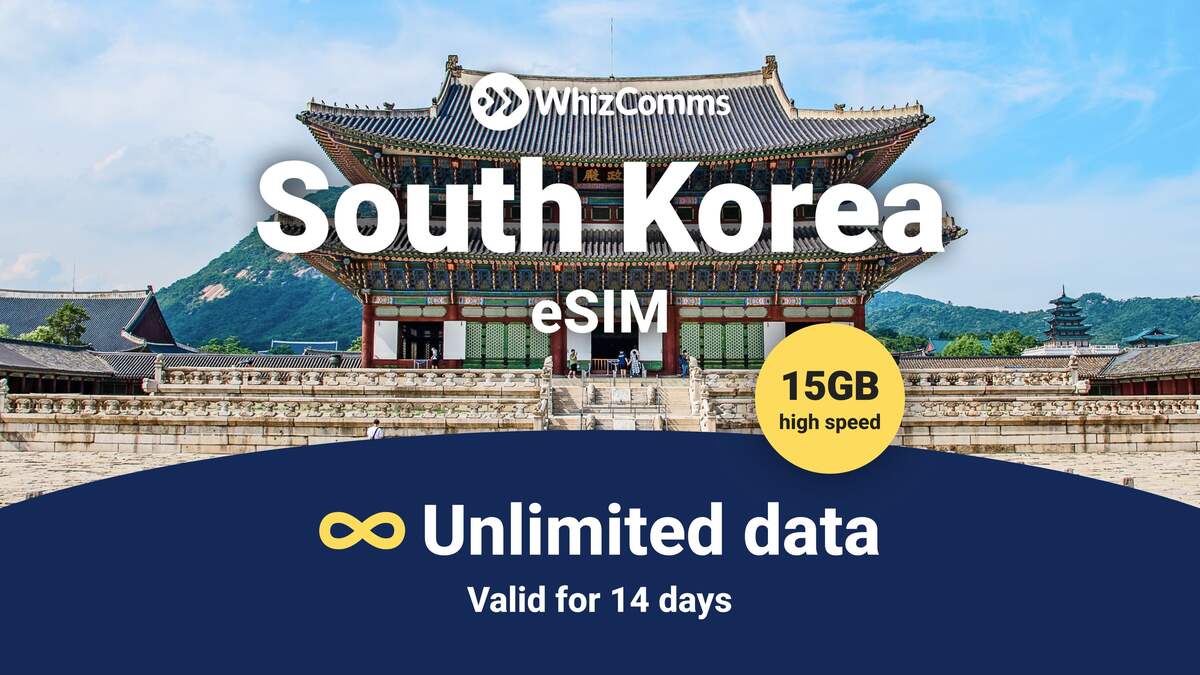 14-Day 15GB Unlimited South Korea Traveller eSIM – Instant Activation & Nationwide Coverage - Main Image