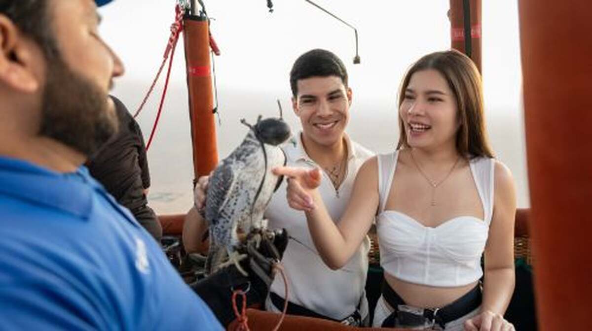 Premium Hot Air Balloon Sunrise Tour with Exlusive In-Flight Falcon Show, Breakfast, Camel,Transfer - Main Image