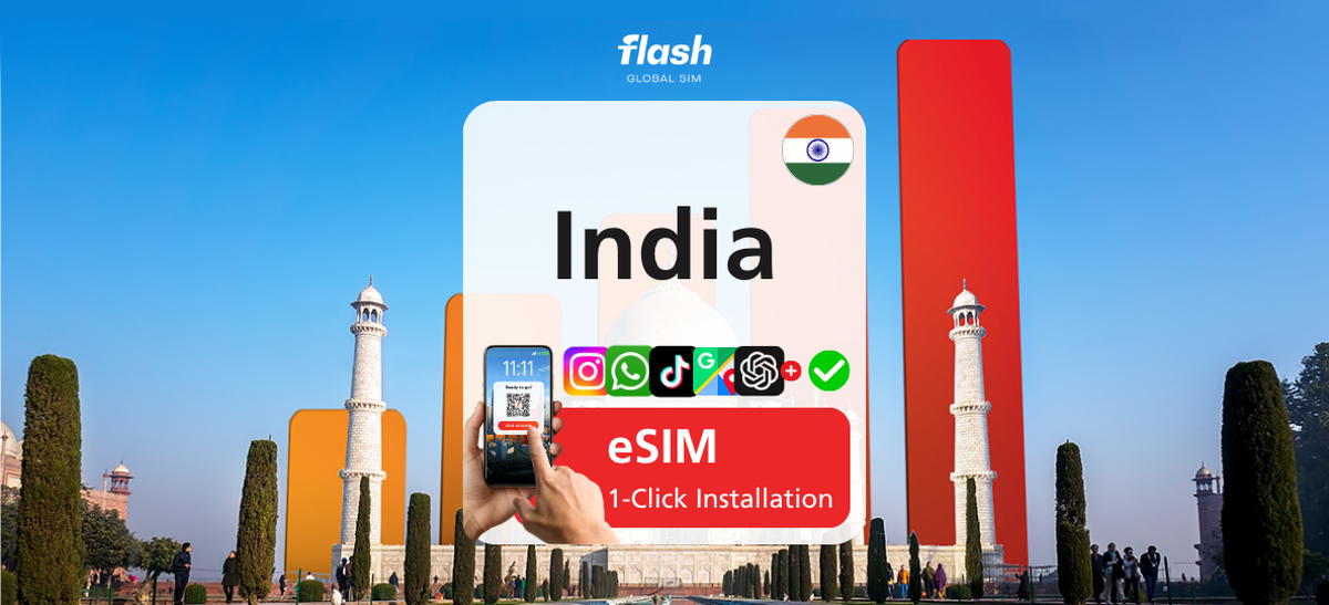 India eSIM 5G/LTE - Unlimited Data - Hotspot Supported - Flash Global SIM - Main Image