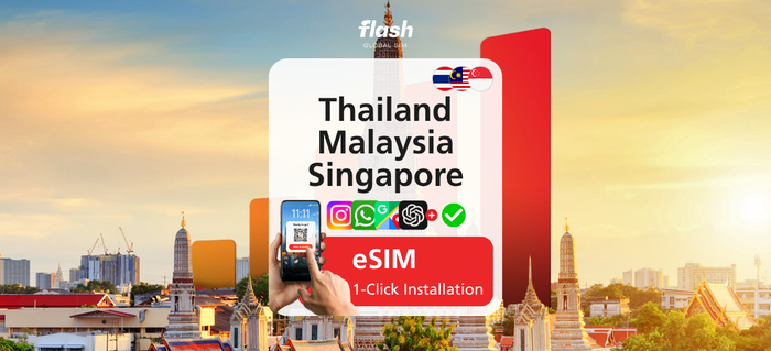 Thailand, Malaysia & Singapore eSIM 5G/LTE - Unlimited Data - Flash Global SIM - Main Image